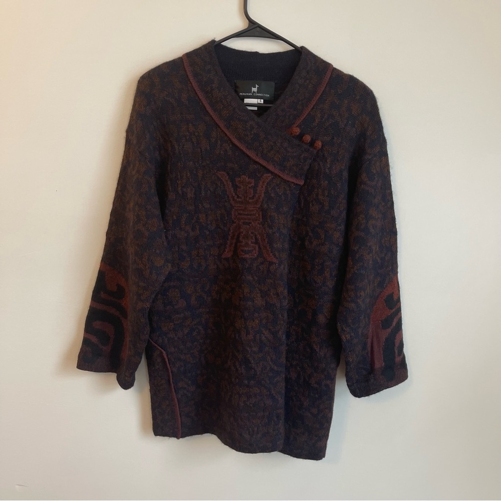 Peruvian Connection 100% Alpaca S Kimono Sweater Tribal Bolivia Artsy Lagenlook